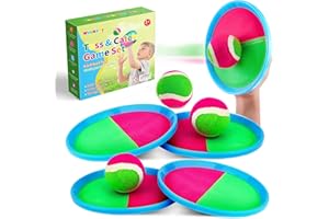 Weokeey Raquette de Plage, Jeux de Plage Enfant avec 4 Pagaies et 4 Balles Raquette Scratch Imperméable Jeu Exterieur Enfant Jardin Intérieur Extérieur