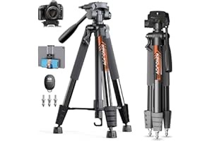KINGJOY 75" Camera Tripod for Canon Nikon Dslr Lightweight Aluminum Camera Stand with Carry Bag Universal Phone Mount and Wireless Remote Max Load 11Lb Black