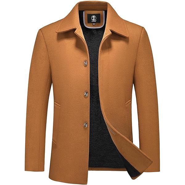 SUIUOI Wollen jas voor heren, lange trenchcoat, lange jas, warme wollen jas met revers, casual, effen kasjmier, wol, korte mantel, business, vrije tijd, zwart, M