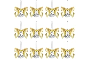 ZJHIOME 12 Pcs Mirror Disco Balls,Mini Disco Balls with Ribbon Bow for Christmas Tree Decor,Newest Christmas Hanging Ornaments for XMAS Holidays Party New Year Wedding Decor(Gold and Silver)