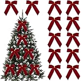 12pcs Small Christmas Velvet Bows 3.5 Inch Rustic Wreath Gift Bows Vintage Xmas Velvet Ribbon Bow Holiday Ornaments for Chris