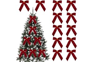 ZJHIOME 12pcs Small Christmas Velvet Bows 3.5 Inch Rustic Wreath Gift Bows Vintage Xmas Velvet Ribbon Bow Holiday Ornaments for Christmas Tree Garland DIY Craft Wrapping Decor (Red)