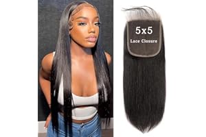 DUAUJUIU Straight Human Hair 5x5 HD Lace Closure Brazilian Hair Human Hair Closure for Black Women Natural Remy Hair Soft Swiss Lace Closure 12 Inch
