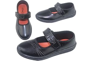 KATCH Girls School Shoes Black Shoes School Shoes for Girls Casual Easy Fasten Girls Trainers Back to School Shoes Comfy Girls Shoes Kids School Shoes Size UK/EU 8/26-5/38