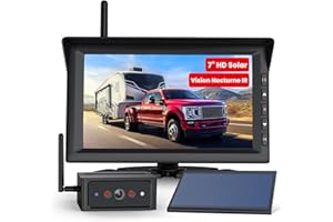 AUTO-VOX Camera de Recul sans Fil avec 7 Pouces 1080P Moniteur，Caméra de Recul Supportant en 2 Caméras，Caméra de Recul Camping Car Vision Nocturne IR，Convient pour Voiture/Remorques/Camion/Caravane