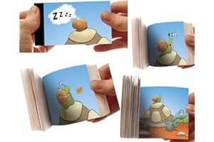 Flipbook au choix : La Tortue et l'escargot - Mini Livre à feuilleter, folioscope, animation avec animaux pour enfants et adultes, cinéma de poche, dessin animé