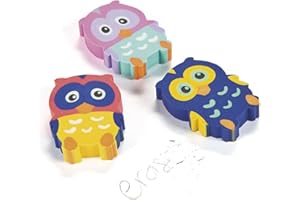 CAMA24COM Eule bunt und lustig Radiergummi in 3 verschiedenen Motiven 12 Stück Mitgebsel Gastgeschenk Palandi®