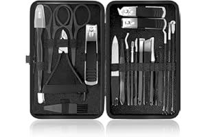 PETIGHT Manicure Set 21 Pcs Professional Pedicure Kit Nail Clippers Set Stainless Steel Care Tools Grooming Kit With Travel Case Cuticle Remover Toe Toenail Cutter Set For Thick Nails Men Women Gift (Black)