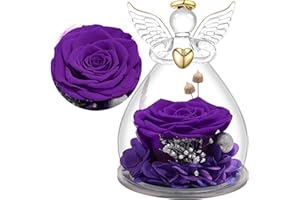 ‎YAMONIC Yamonic Ewige Rose Engel Geschenke für Mama,Ewige Rose im Glas Engel Figur Geschenke für Frauen,Engel mit Rose Geburtstagsgeschenk für Frauen,Oma Geschenk,Schutzengel Weihnachten Muttertagsgeschenk