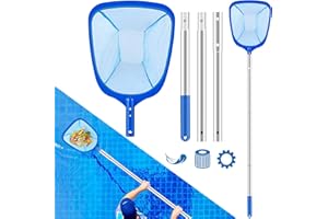 VASIN Épuisettes de Surface, Épuisette de Piscine,Épuisettes de Fond,Épuisettes de Surface Piscine,Filet Piscine avec 98CM Télescopique en Aluminium Perche,Kit Nettoyage Professional pour Piscine,Fontaine