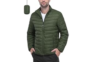 Outdoor Ventures Men's Packable Puffer Jacket Insulated Lightweight Puffy Coat Warm Portable Padded Water Resistant Jacket for Hiking Travelling Camping