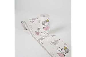 Lovely Kids Bordi Adesivi Per Pareti Magic Princess 5.00 m x 0.155 m Rosa Grigio Bianco Prodotto in Germania da A.S. Création 403755