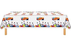 ELECLAND Art Painting Tablecloth Plastic Paint Splatter Table Cover 130x220cm Party Table Cloth for Kids Birthday Baby Shower Decorations