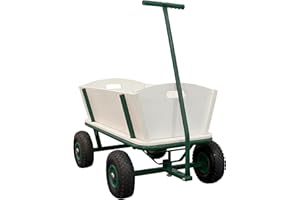 ‎SUNNY Sunny Billy Beach Wagon Bollerwagen in Grün | Elvent Bollerwagen aus Holz mit Luftreifen | Belastbar bis 100 kg | 94x61x97cm