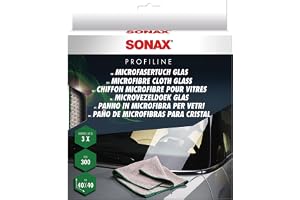SONAX Mikrofiberduk glas (3 stycken) absorberande och luddfri för randfri renlighet av skivor och glasytor