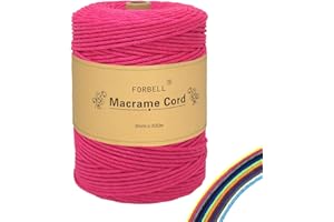 FORBELL Makramee Garn, 3mm x 300m Premium Baumwollgarn, DIY Handwerk (Rosenrot, 3 mm x 300 M)