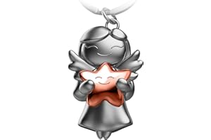 FABACH Porte-clés, motif d’ange gardien et étoile, en métal, porte-bonheur, joli pendentif