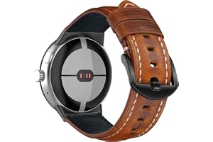 KeeFos läderrem kompatibel med Google Pixel Watch 4 45 mm 2025/Google Pixel Watch 3 45 mm, mjuka läderremmar för kvinnor män