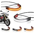 Azonee Motorcycle Turn Signals Strip, 2Pcs Flexible Universal 12V Led Blinkers Compatible with for Harley Cafe Racer Dual Sport Dirt Bike