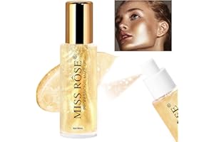 Jutqut Glow Highlighter Spray, Face Body Liquid Highlighter Spray, Glitzer Makeup Sparkle Kosmetik Shimmer Highlighter, Flüssiges Glitzer Perlglanz Spray Haare Körper für New Year Rave Party（Gold）