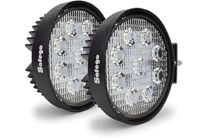 Safego Faro da Lavoro LED 2x 27W Tondo Fari LED 12V 24V Fari di Profondità Impermeabile IP67 Luci di Lavoro Fuoristrada per Moto Auto ATV SUV Trattore 6500K Luci Inondazione