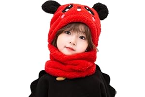 Balakaka Chapeau D'hiver pour Enfants, Mode Écharpe à Capuche pour Enfants en Earflaps Polaire Chaud, Doux Chaud Ensemble D'écharpe de Chapeau D'hiver, Cadeau De Noël pour Enfants