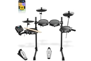 Alesis Turbo Mesh Kit - Electric Drum Set for Beginners with Quiet 8" Mesh Pads, Lessons, 100+ Sounds, Drum Sticks and Connection Cables