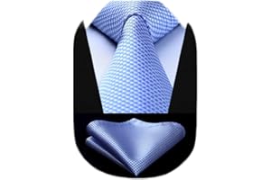 HISDERN Corbatas para Hombre de Boda Modernas Houndstooth Conjunto Corbata y Pañuelo Clásico de Business