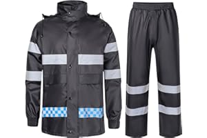 MeiLayM Pantalon de Pluie Imperméable pour Hommes et Réfléchissante Pantalon de Pluie Extérieur Blouson Léger Veste de Randonnée Veste de pluie de travail Vestes Combinaison Imperméable à Capuche