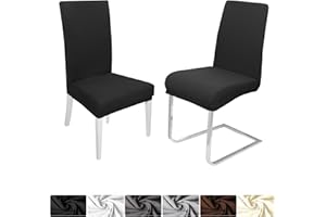 ‎DECOHOMETEXTIL DecoHomeTextil Universal Stretch Uni Stuhlhusse Stuhlhussen Husse Hussen mit 200g/m² 4er Set Schwarz Farbe und Set Größe wählbar Stuhlbezug Stuhlüberzug Elastisch