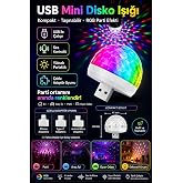 Neo Vista RGB USB Mini Disko Topu, Ses Sens&ouml;rl&uuml;, Renkli LED, Parti Lambası, Taşınabilir
