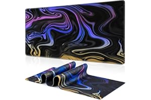 Abetcabe Gaming Mauspad XXL, Mousepad 900 x 400mm, Fluid Art Mauspad groß Vernähte Kanten WassXerdicht Anti-Rutsch für PC, Laptop Verbessert Präzision und Geschwindigkei