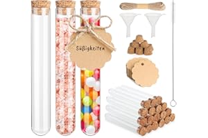 Mocraft 30 Reagenzglas mit Korken Mini Glas Reagenzgläser 16x100 mm Transparente Reagenzglas für Blumen mit Kraftpapieranhänger und Hanfseil für Gastgeschenk Hochzeits Deko Badesalz Gefüllt