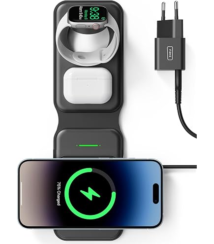 Caricatore Wireless Magnetico Electight In Fibra Di Carbonio, Pieghevole, Ricarica Rapida 18W, Supporto Per Telefono - 3