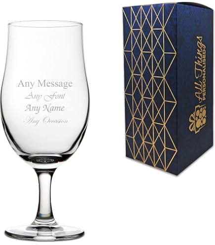 Personalised Beer Glass Engraved Stemmed Ale Craft Glass - UK