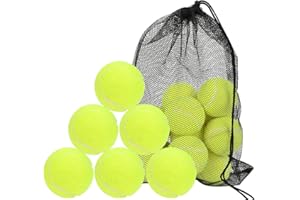 FOROREH 18pcs Balles de Tennis Avec Sac en Filet - Robustes et Rebondissantes Pour Adultes, Animaux de Compagnie, Compétition et Entraînement
