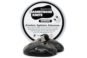 ARISTO SOLUTIONS Magnetische Knete Schwarz - Intelligente Superknete mit Magnet und 6 Wackelaugen - Zauberknete für Kinder & Erwachsene - Knetspielzeug zum Formen, Spielen & Staunen Magnetic Putty Slime Superknete