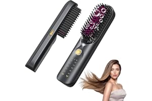 Bopcal Spazzola Lisciante per Capelli 10000mAh - 3 in 1 Spazzola Lisciante Senza Fili 300 Milioni di Ioni, Riscaldata 30S, Ceramica antiscottatura, 120Min di Autonomia, Viaggio, Portatile e Powerbank