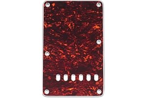 Musiclily 6 Löcher Vintage-Stil Strat Tremoloabdeckung Backplate für Fender USA/Mexican Made Standard Stratocaster Modern Style Gitarre, 4 lagig Red Tortoise