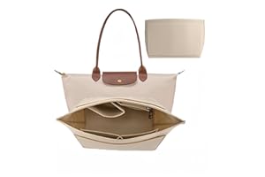BERELIN Handtaschen Organizer, Geldbörsen-Organizer für Longchamp, Filz Taschenorganizer mit mehreren Taschen, Große Kapazität Handtasche Einsatz, Geldbörsenzubehör für Longchamp Tragetasche (Beige, L)