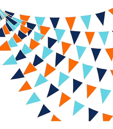 40ft Fall Triangle Banner - Orange Thanksgiving Party Garland With 104 Flags For Autumn Decor