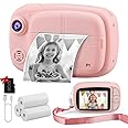 Misilmp Instant Camera for Kids, 3.5 Inch Digital Print Camera Instant Kids Cameras 1080P Photo and Video Recording with 32GB SD Card, 4 Rolls Print Paper, for Age 3-14 Christmas Birthday Gifts (Pink)