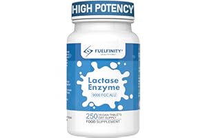 Efficient Lactase Tablets - 250 Days Supply - Lactose Intolerance Tablets 9000 FCC ALU High Strength - Aids in Lactose Digestion - FuelFinity® Excellent Manufacturing Standards (1 Pack)