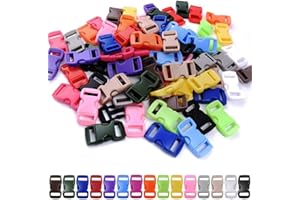 VISSQH Buckle Clasps Side Release Plastic Mini Buckles, Click Clasp Buckle 10 mm (3/8 Inch) for Paracord Bracelets, Dog Collar, Webbing, Bushcraft, Backpack Accessories, Tent, multicoloured, 10mm