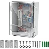 IP65 Outdoor Watertight Bypass Box with Transparent Cover and Hinged Lid, Waterproof Connection Box for Power Outlets, Surfac