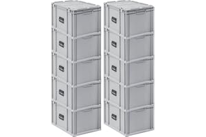 PROREGAL SuperSparSet 10x Eurobox NextGen Portable | HxBxT 33,5x40x60cm | 65 Liter | Eurobehälter, Transportbox, Transportbehälter, Stapelbehälter
