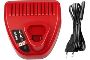 LabTEC 10,8 V-12 V Ersatzladegerät für Milwaukee M12 Akku, kompatibel mit allen M12 Akkus 48-11-2401, 48-11-2402, 48-11-2420, 48-11-2430, 48-11-240, 48-1-2460, 48-1-1-2 , 48-1 1-2411, 48-11-2412