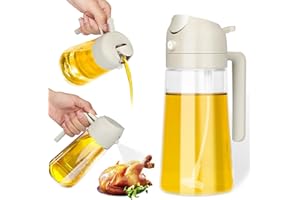 YXRRVING Spruzzatore e dispenser per olio in vetro 2 in 1, 470 ml, dispenser per olio e aceto, dispenser per olio d'oliva con ugello premium, bottiglia spray per cucina, friggitrice ad aria e barbecue