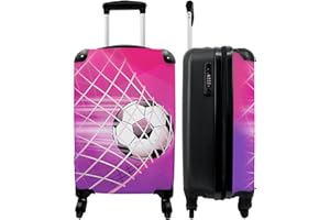 NoBoringSuitcases.com® Valise Enfant Fille Bagages Cabine Sac de Voyage Cadeau - Foot - Rose - Cible tir - Football - 55x35x20cm