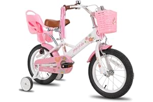 STITCH 12/14/16 Inch Little Daisy Kids Bike with Stabilisers & Doll Seat for 2-7 Year Girls, 12/14/16 inch girl Bicycle with Basket & Streamers, multiple colors